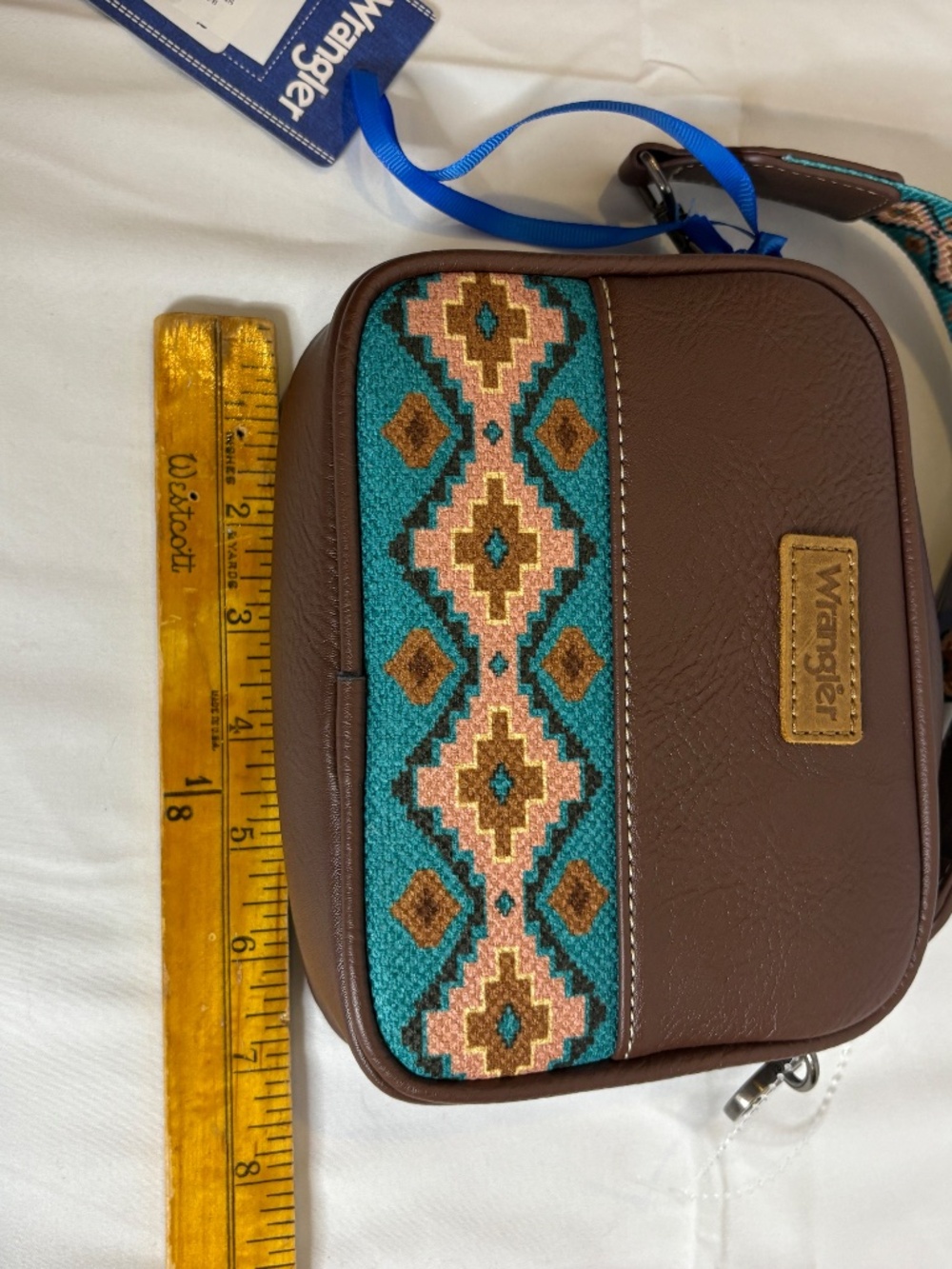 Wrangler Western Aztec Women's Crossbody Bag Western Print Canvas Front & Strap - Picture 9 of 9